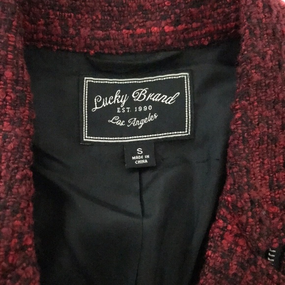 Lucky Brand | Slouchy Long Moto Jacket Women's Size S Red Full Zip Long Sleeve - Picture 12 of 12